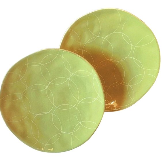 Pier 1 Other - PIER 1 Salad Plates Green Set of 2 - Circles Cerchi made in Italy Pottery